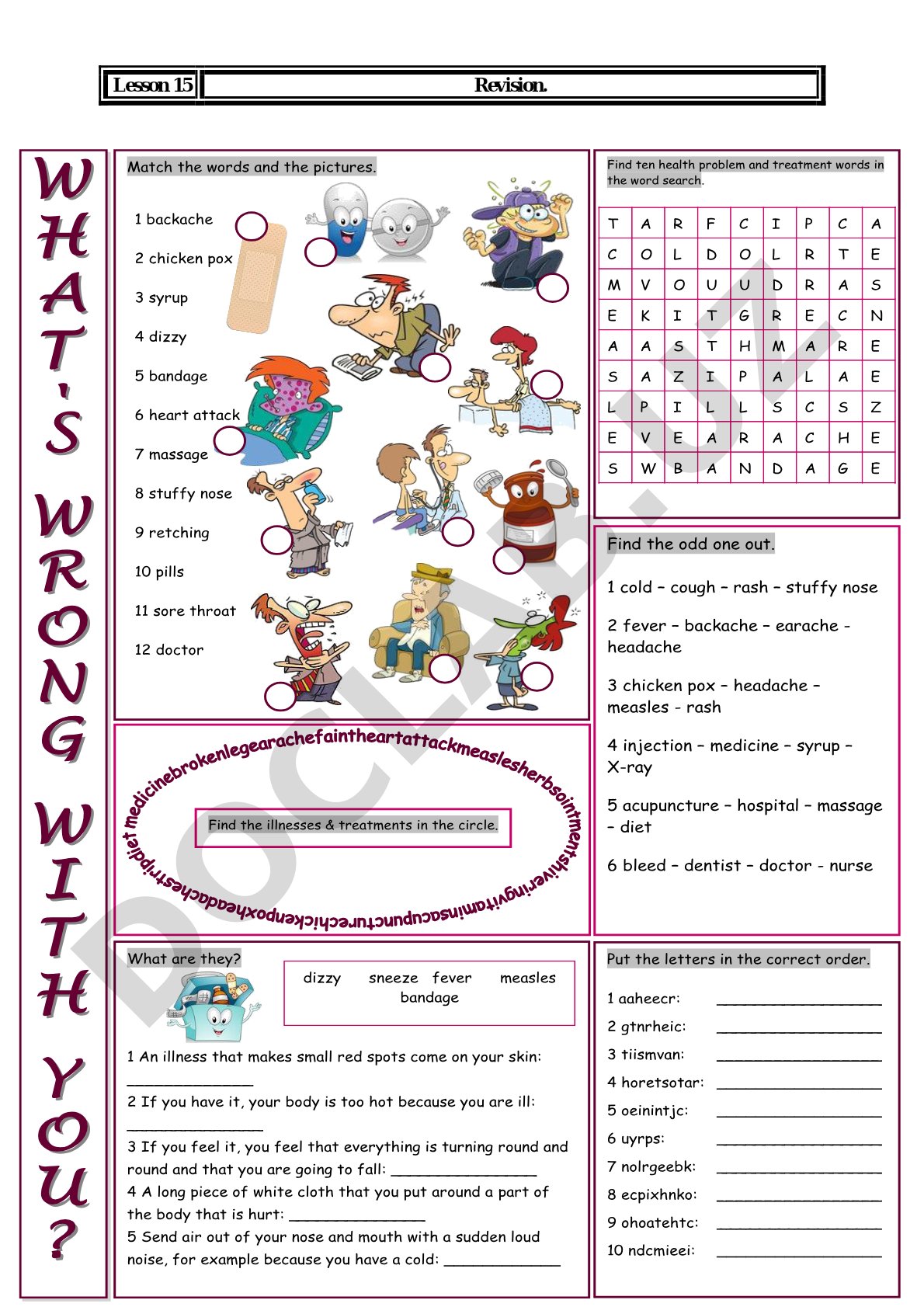 Health Problems and Treatments Vocabulary Practice