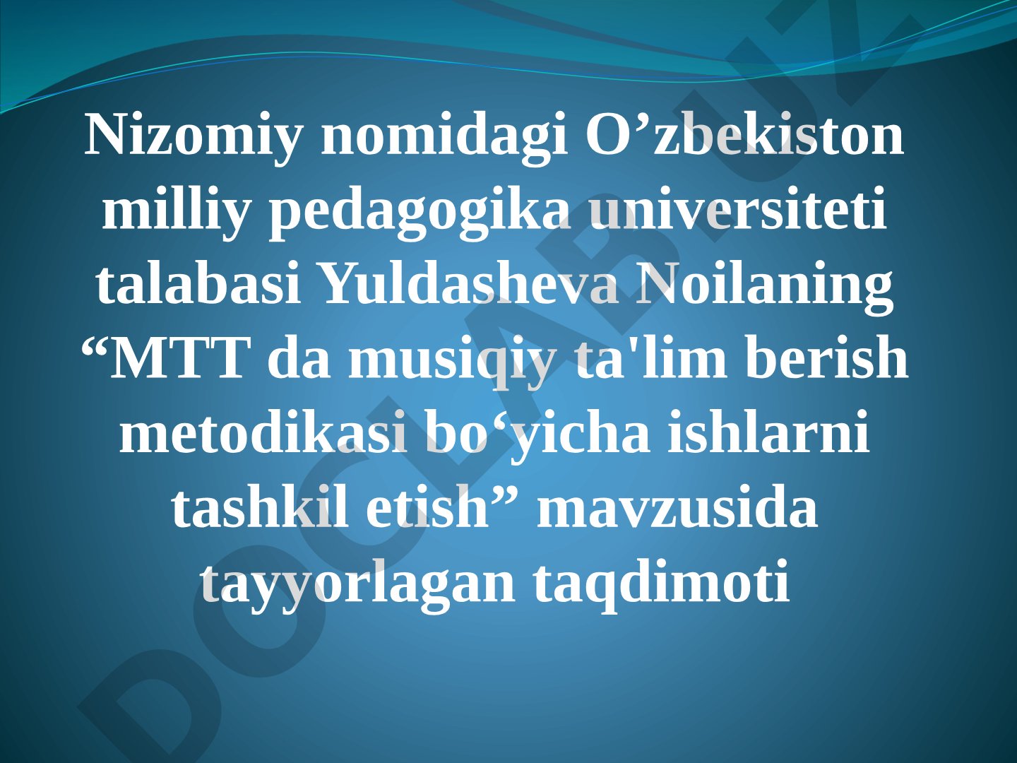 MTT da musiqiy ta'lim berish metodikasi boʻyicha ishlarni tashkil etish