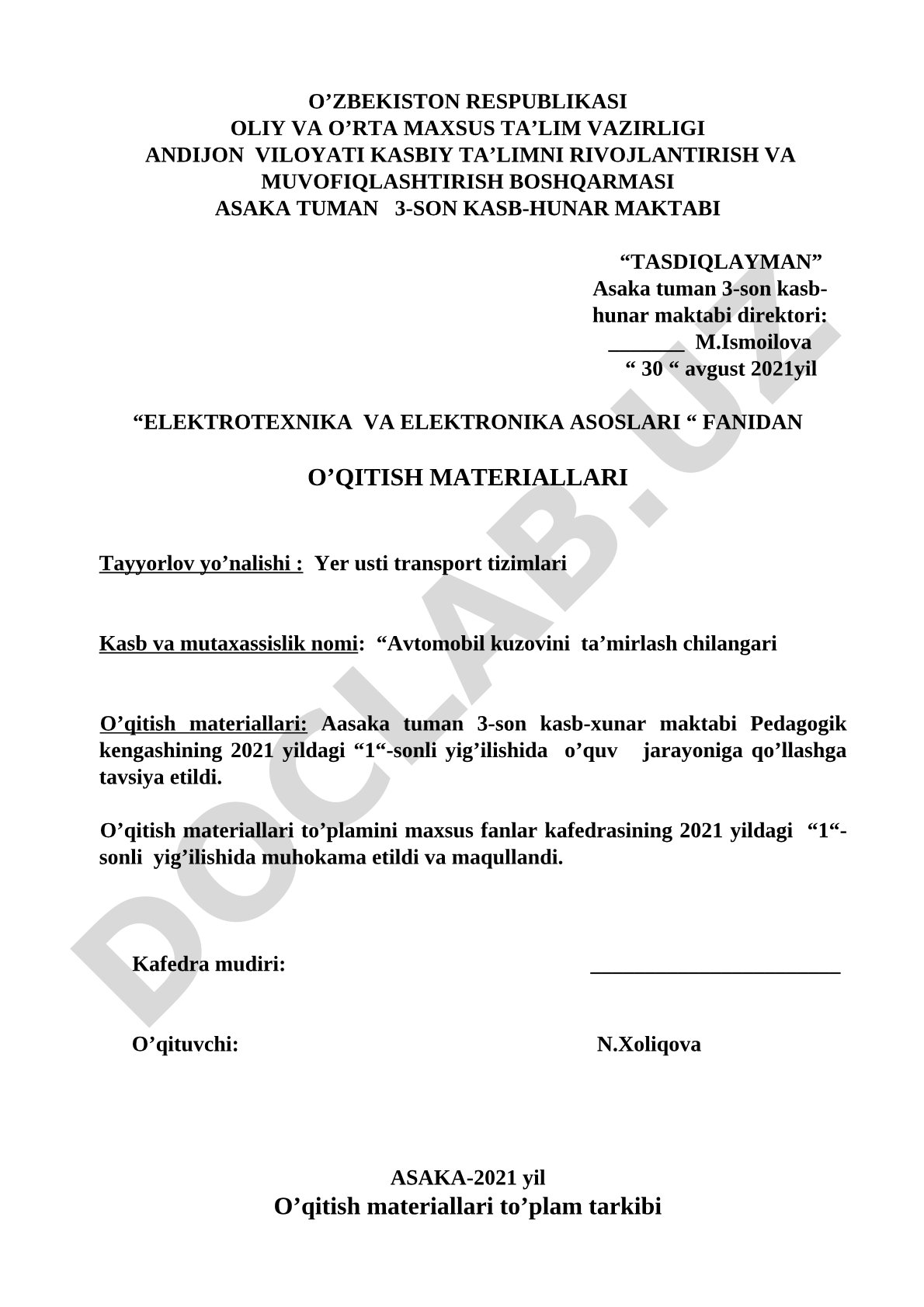 Elektrotexnika va elektronika asoslari