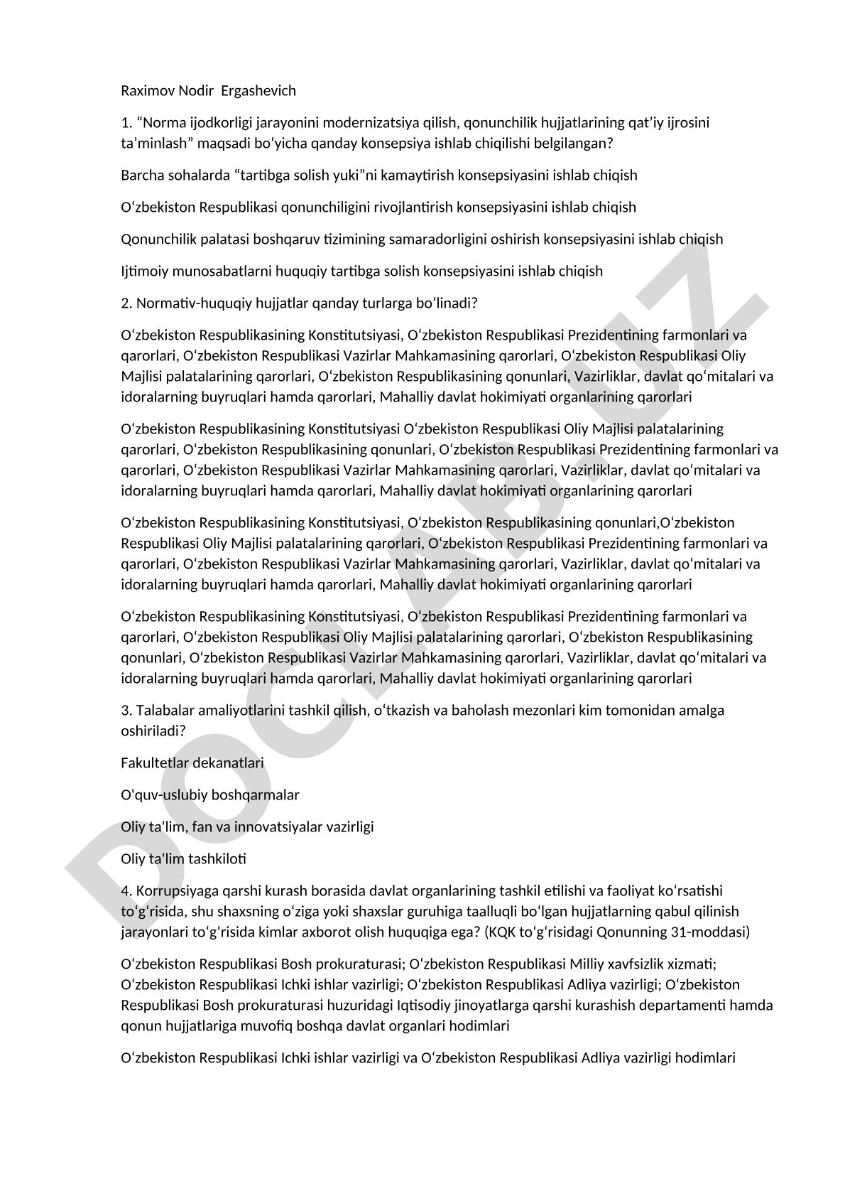 Norma ijodkorligi jarayonini modernizatsiya qilish va qonunchilik hujjatlari ijrosini ta'minlash