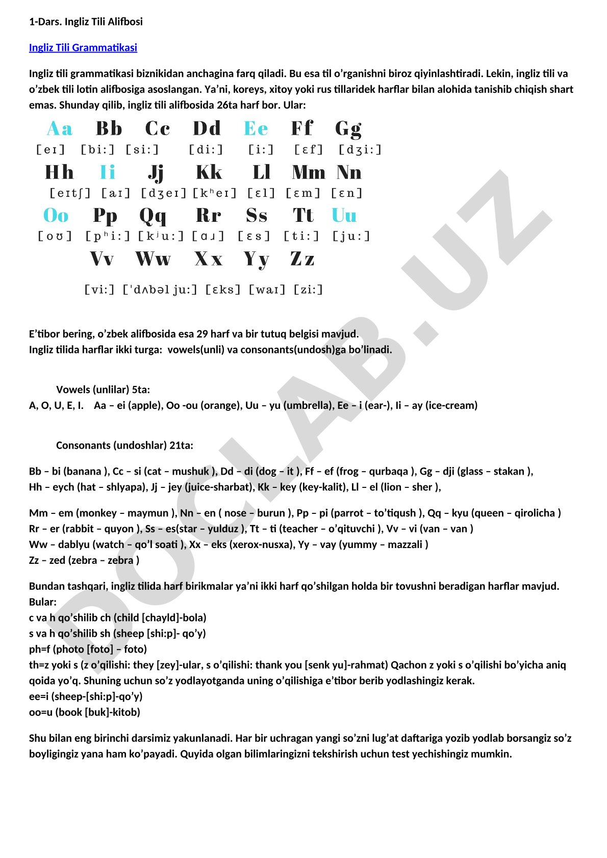 Ingliz Tili Alifbosi