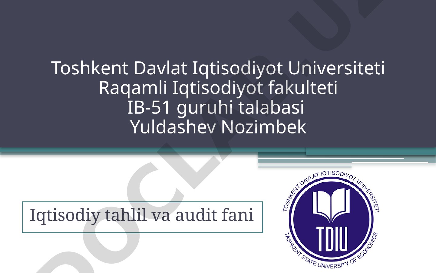 Tijorat siri va ichki tahlil