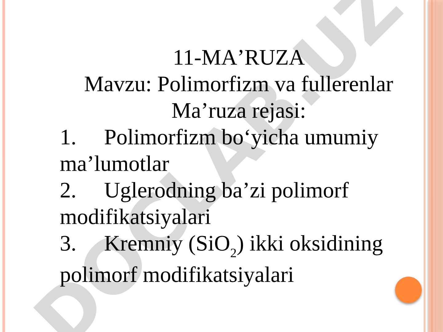 Polimorfizm haqida umumiy ma'lumot, uglerod va kremniy oksidining polimorf