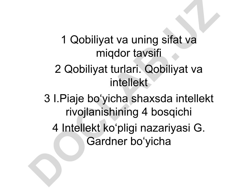 Qobiliyat va intellektning rivojlanish bosqichlari