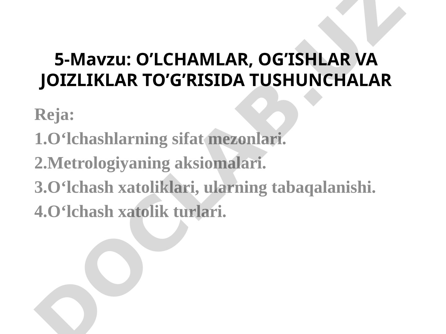O'lchamlar, og'ishlar va joizliklar to'g'risida tushunchalar