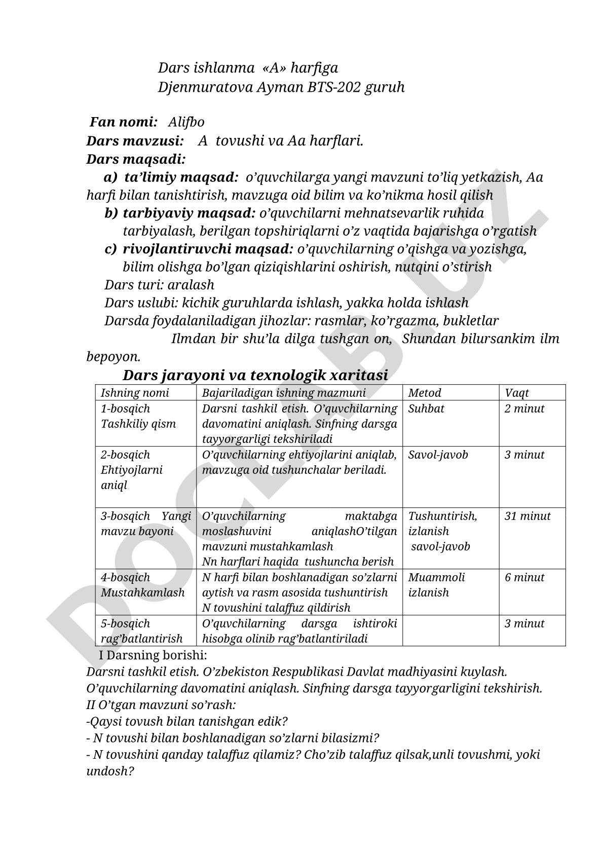 A tovushi va Aa harflari