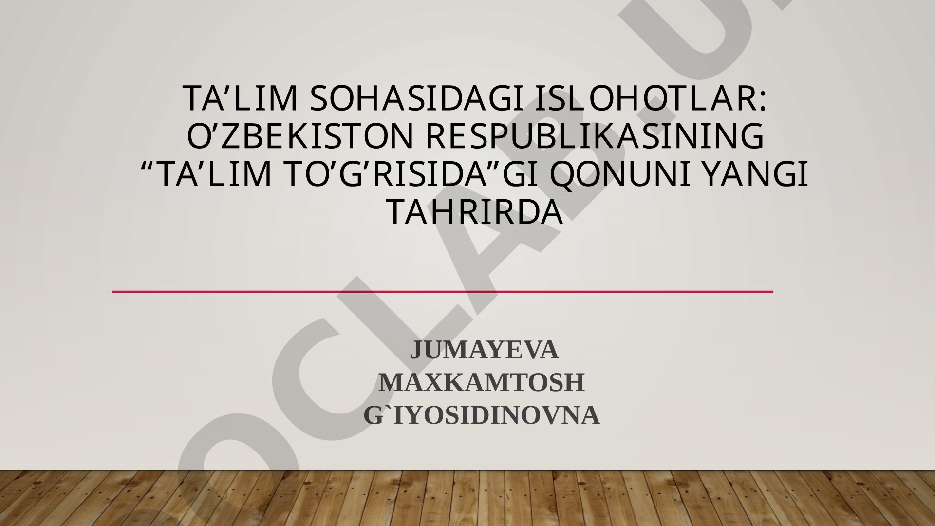 Ta'lim sohasidagi islohotlar: O'zbekiston respublikasining 'Ta'lim to'g'risida'gi qonuni yangi tahrirda