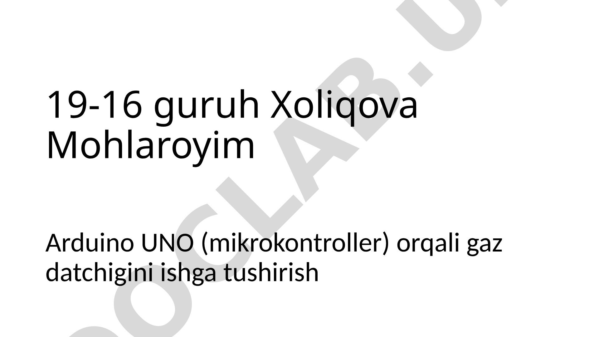 Arduino UNO (mikrokontroller) orqali gaz datchigini ishga tushirish