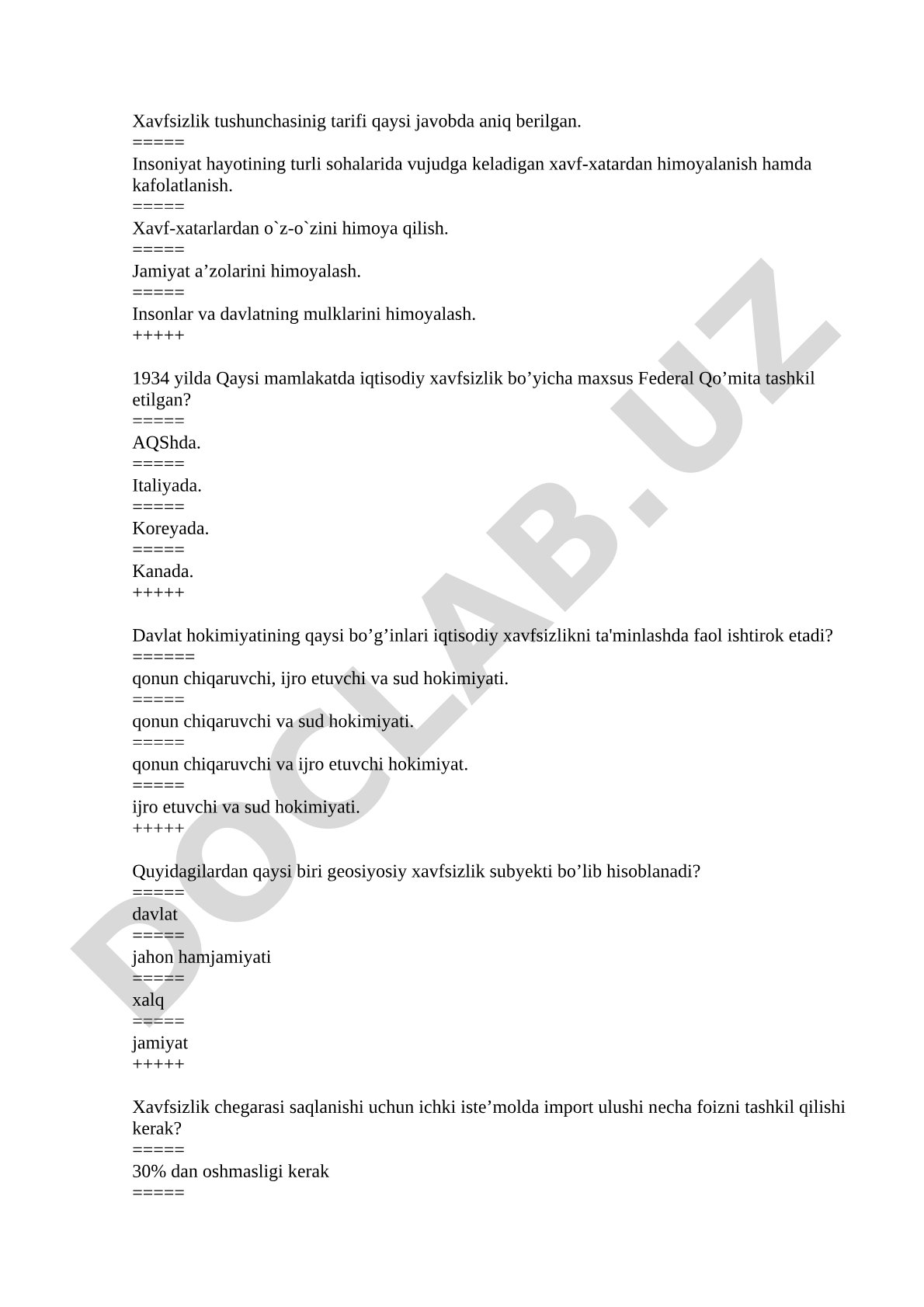 Xavfsizlik tushunchasi va iqtisodiy xavfsizlik