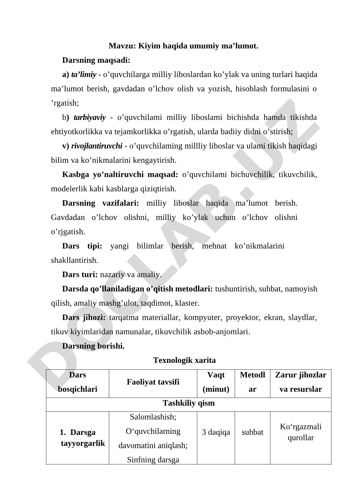 Kiyim haqida umumiy ma’lumot