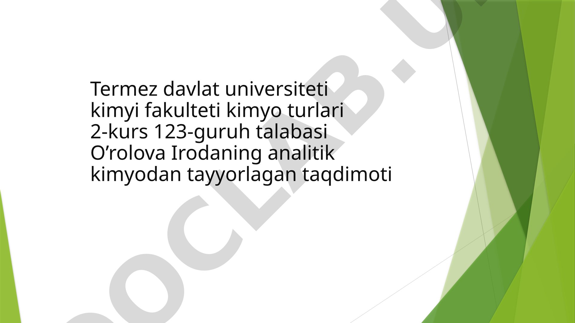 II analitik guruh kationlarining umumiy tavsifi va guruh reagent ta’siri