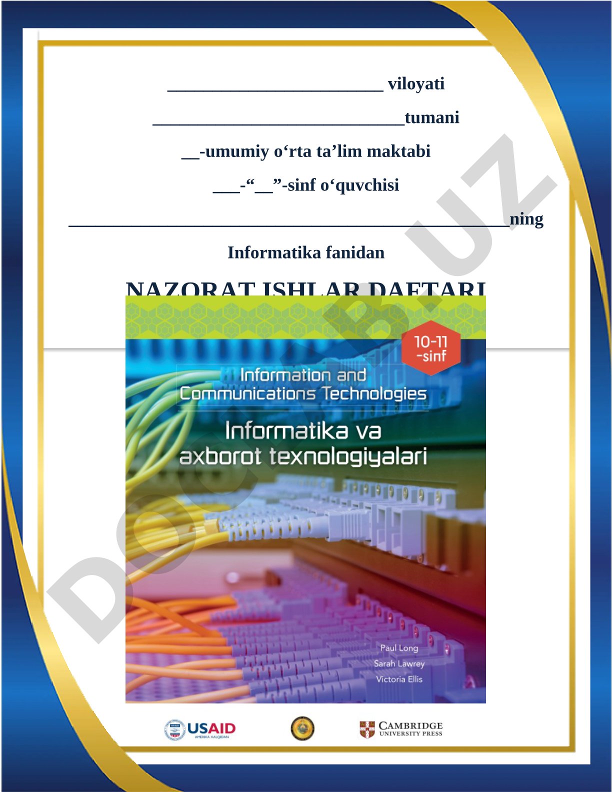 Informatika fanidan nazorat ishlar daftari