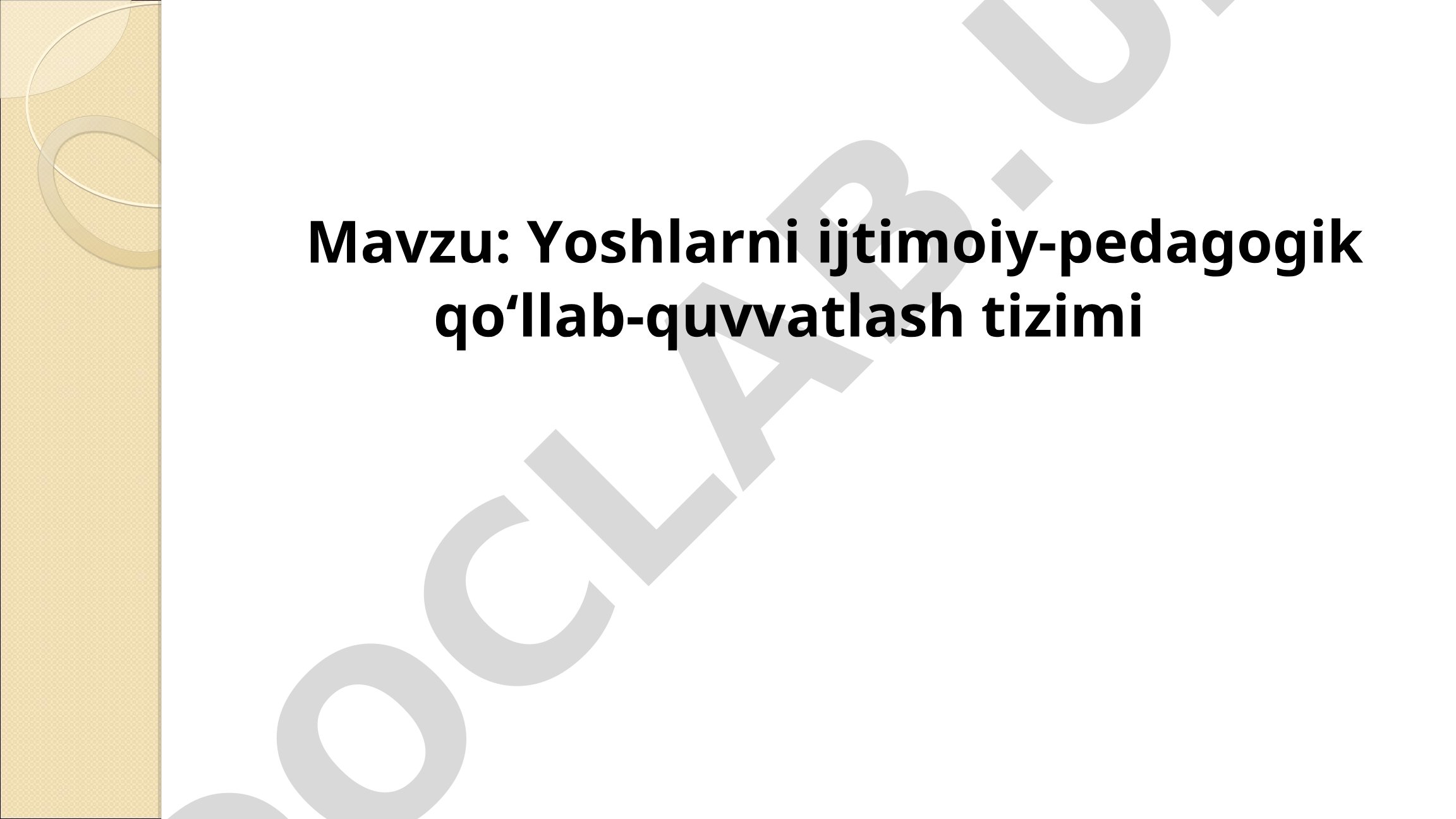 Yoshlarni ijtimoiy-pedagogik qo‘llab-quvvatlash tizimi