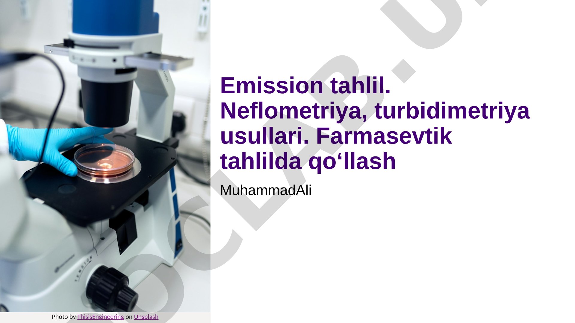 Neflometriya va turbidimetriya usullari bilan farmasevtik tahlil