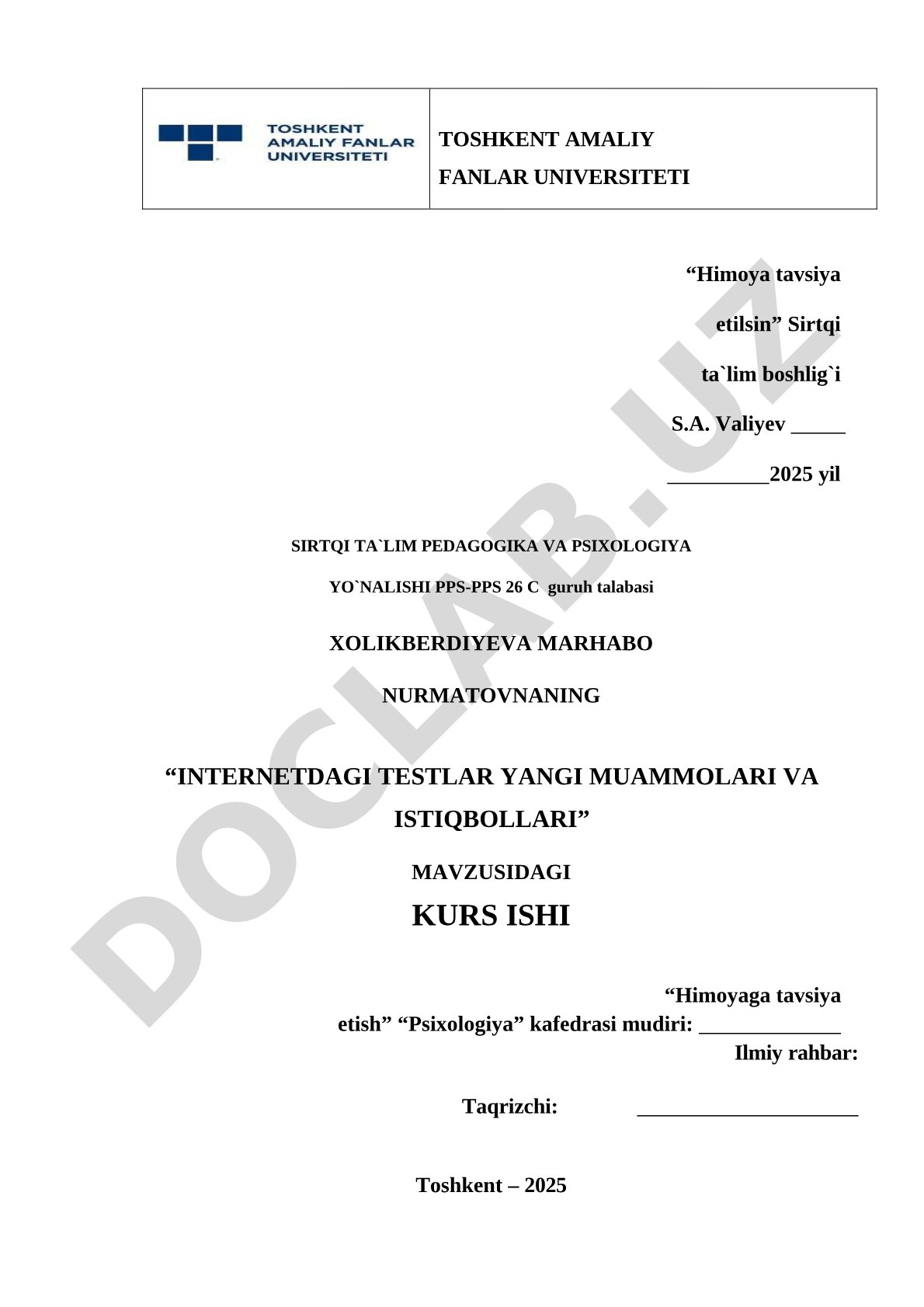 Internetdagi testlar yangi muammolari va istiqbollari
