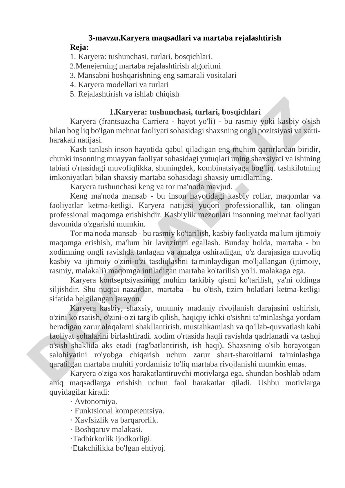 Karyera maqsadlari va martaba rejalashtirish