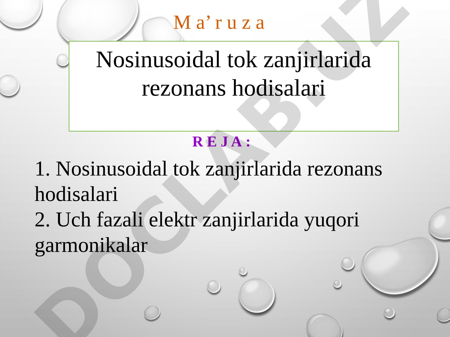Nosinusoidal tok zanjirlarida rezonans hodisalari