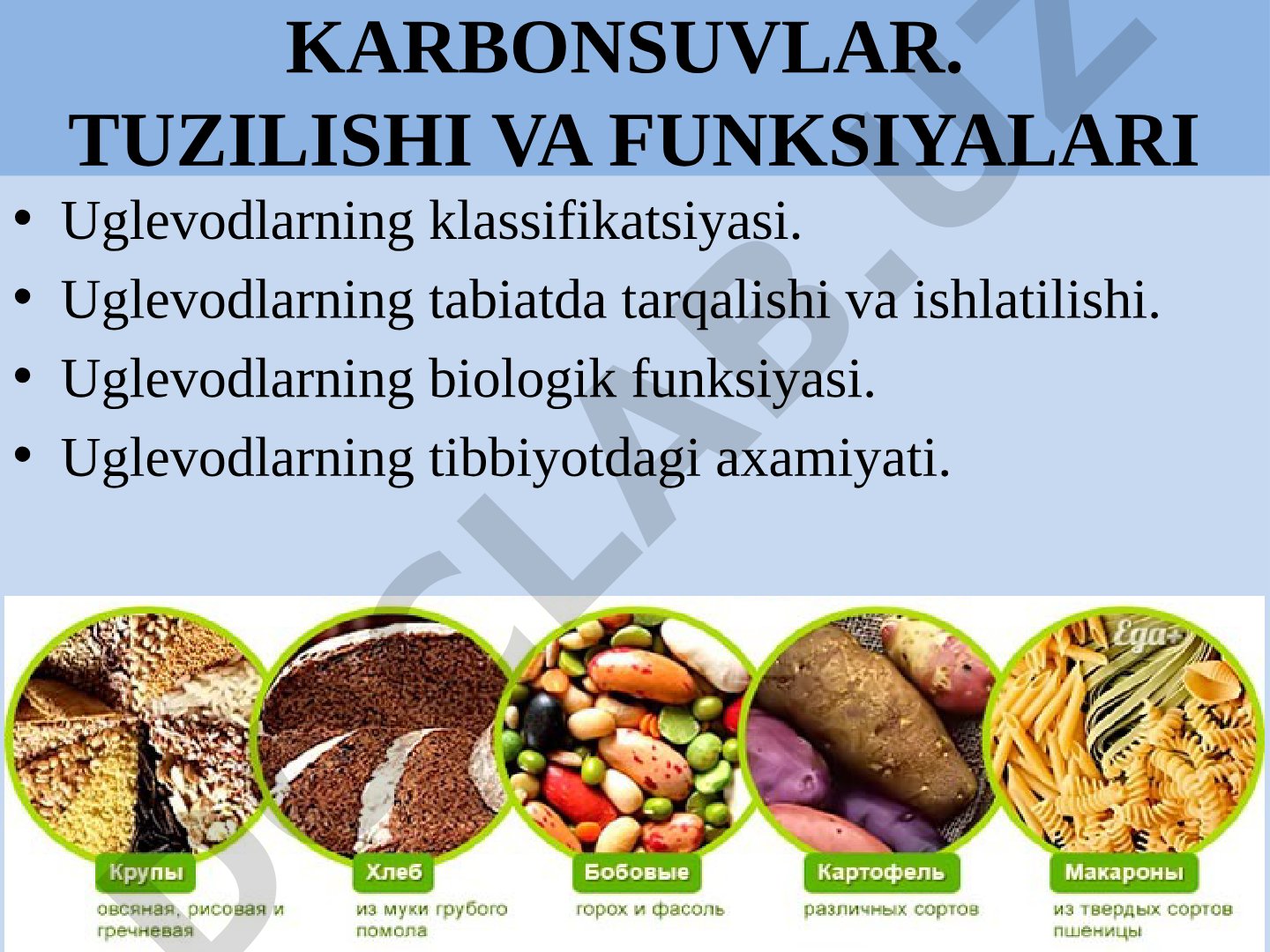 Karbonsuvlar. tuzilishi va funksiyalari