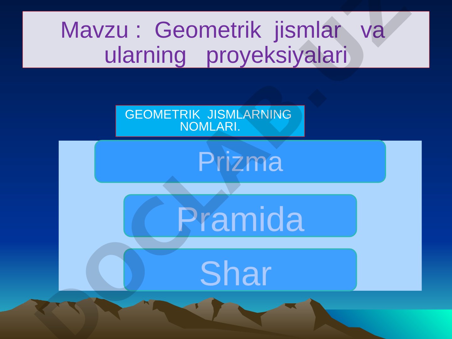 Geometrik jismlar va ularning proyeksiyalari