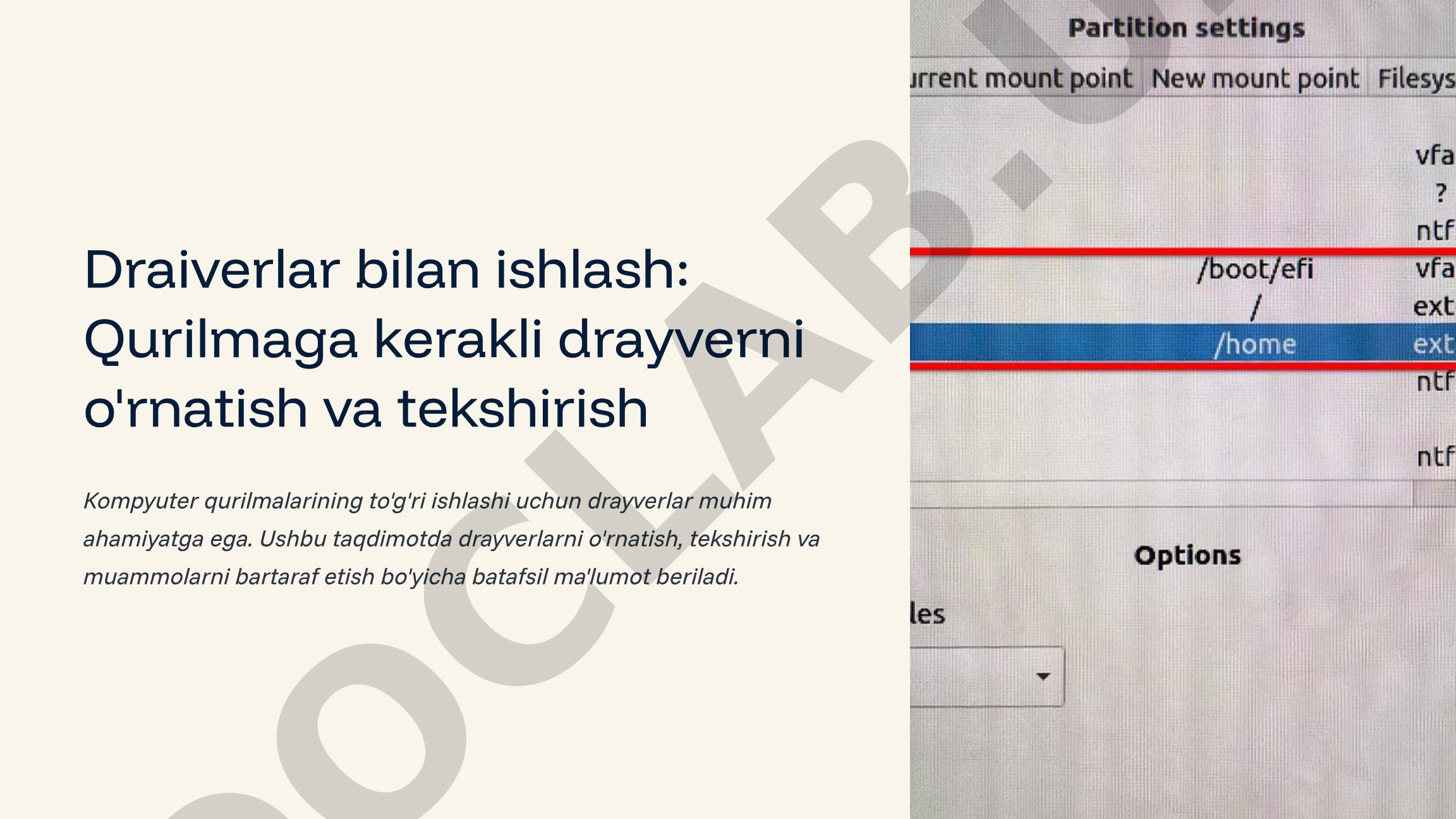 Draiverlar bilan ishlash: Qurilmaga kerakli drayverni o'rnatish va tekshirish