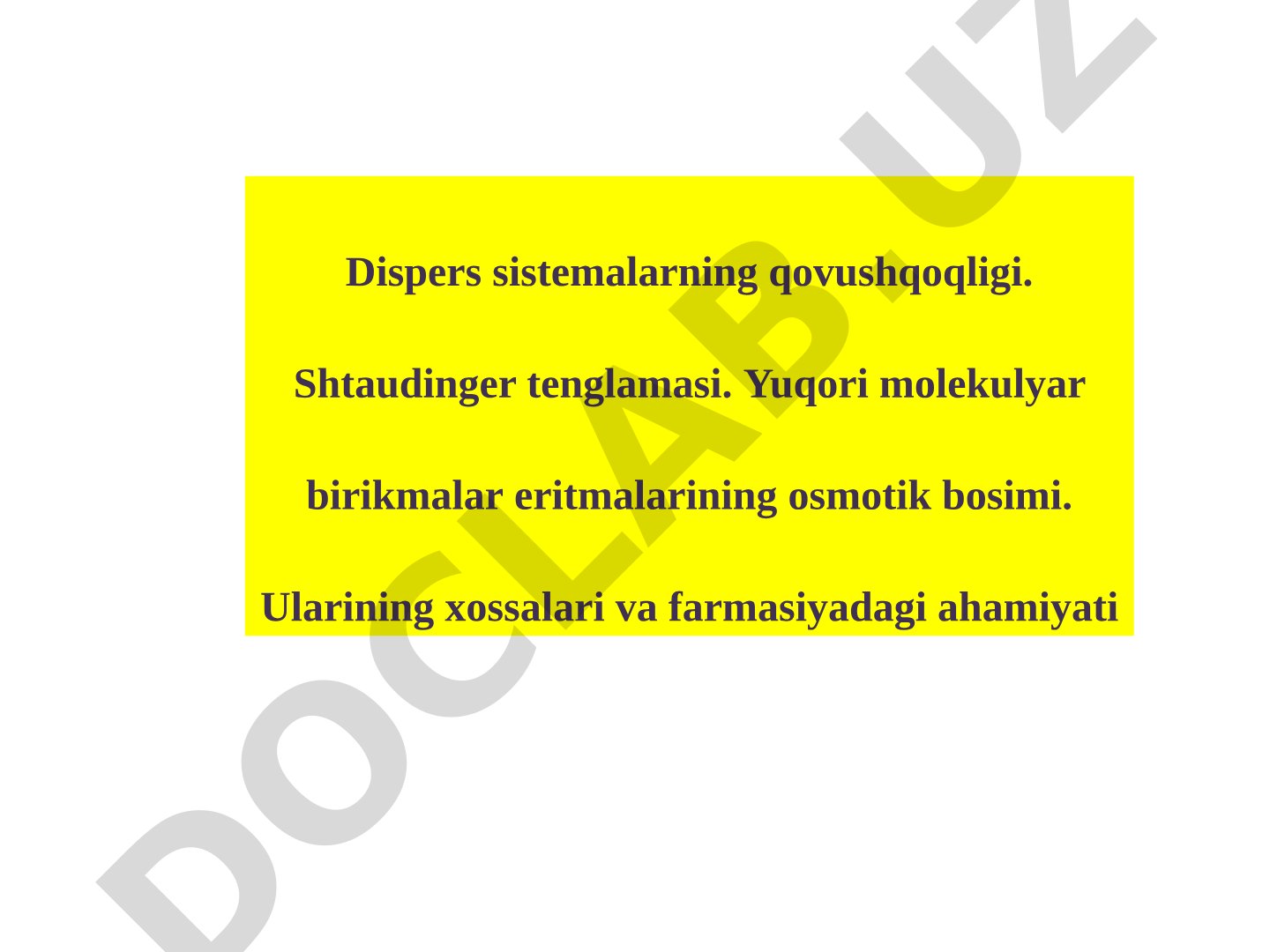 Dispers sistemalarning qovushqoqligi va Shtaudinger tenglamasi