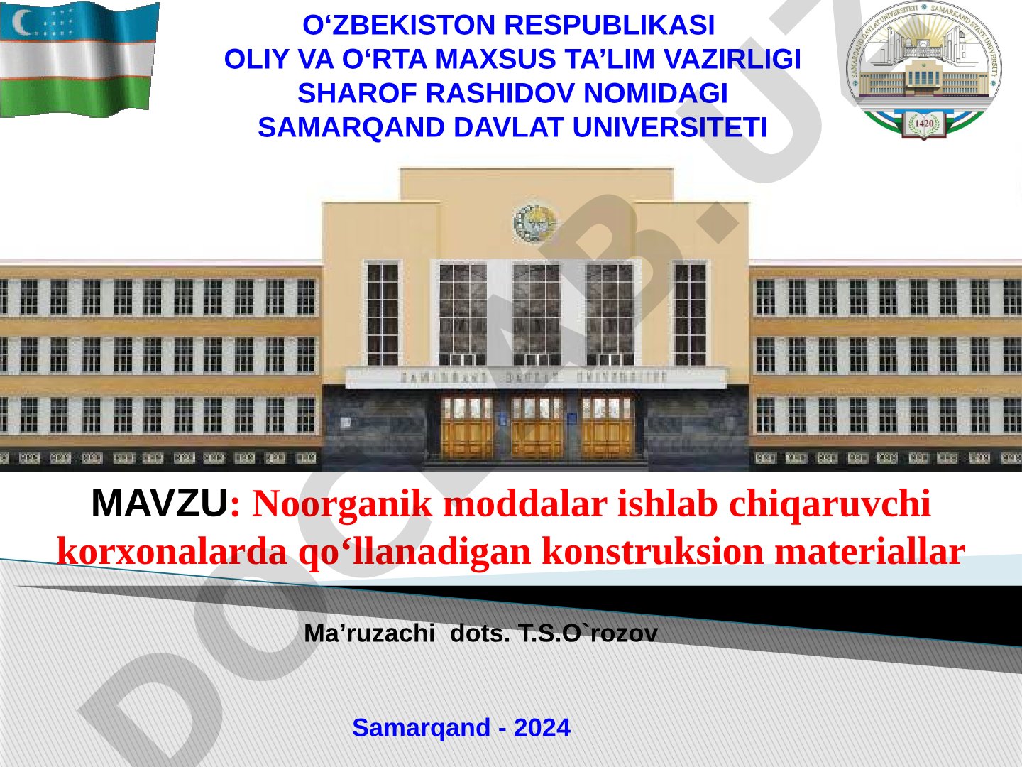 Noorganik moddalar ishlab chiqaruvchi korxonalarda qo‘llanadigan konstruksion materiallar