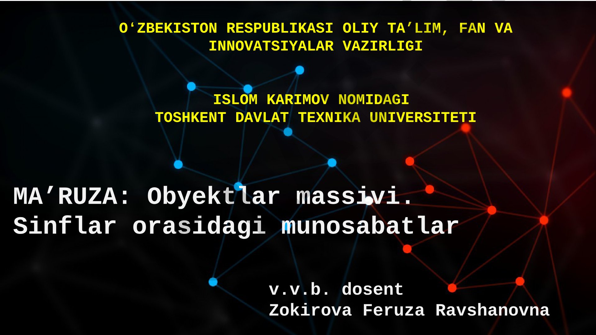 Obyektlar massivi. Sinflar orasidagi munosabatlar