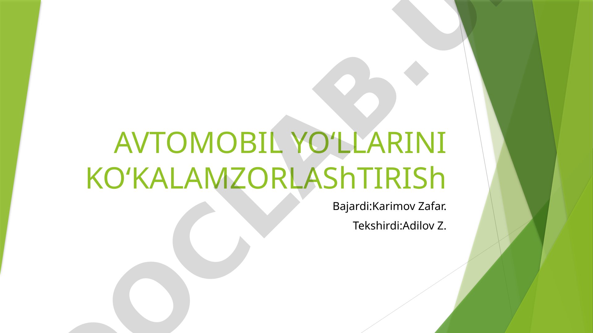 Avtomobil yo‘llarini ko‘kalamzorlashtirish loyihasi, talablar va daraxt ekishga