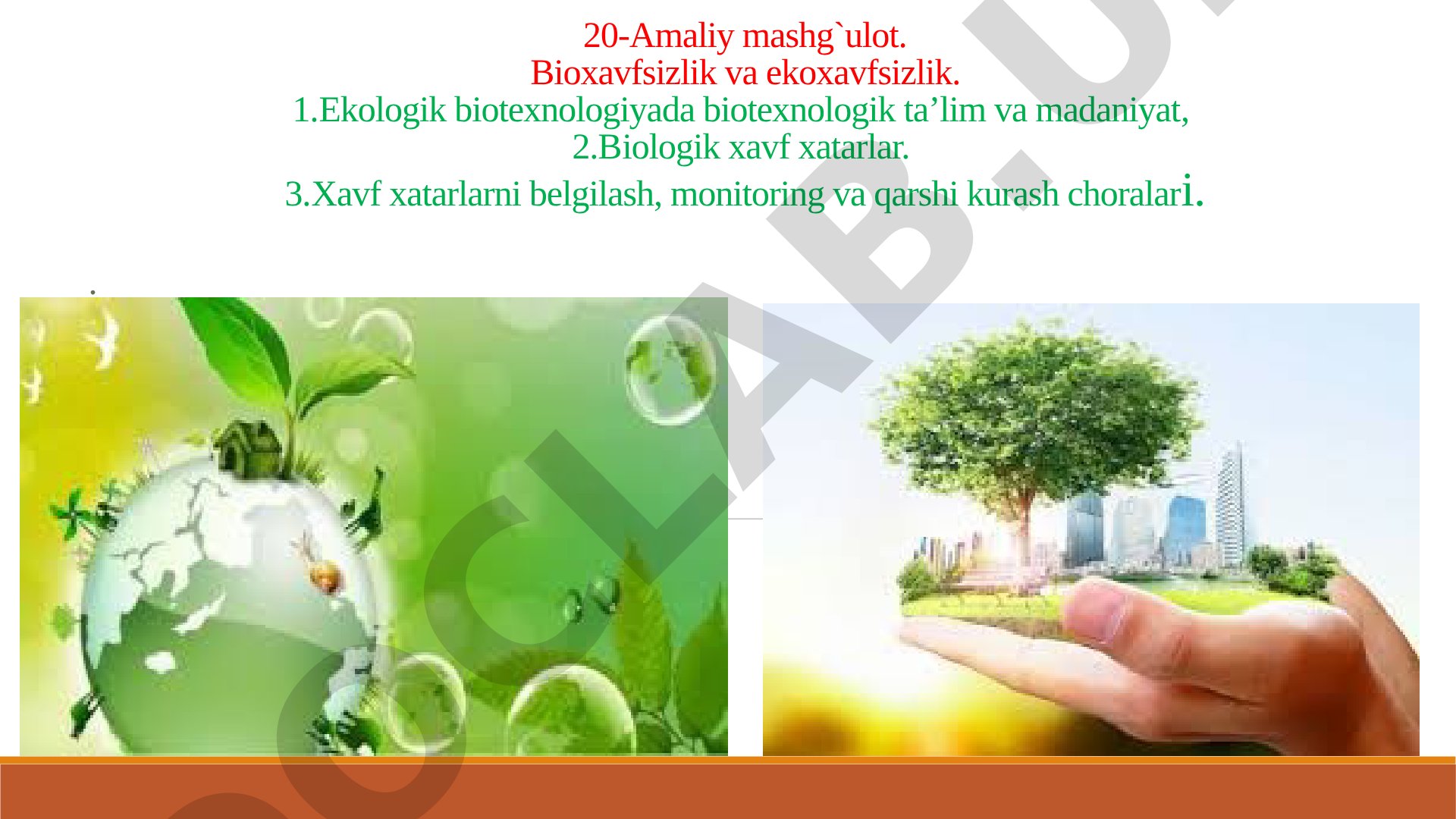 Bioxavfsizlik va ekoxavfsizlik