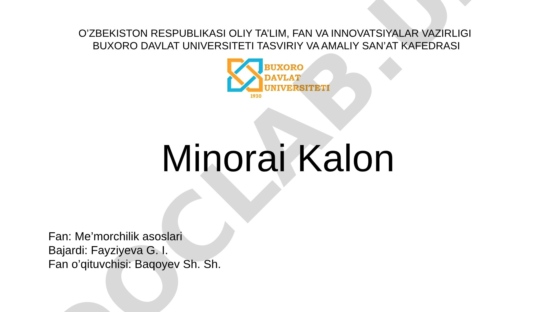 Minorai Kalon me'morchiligi