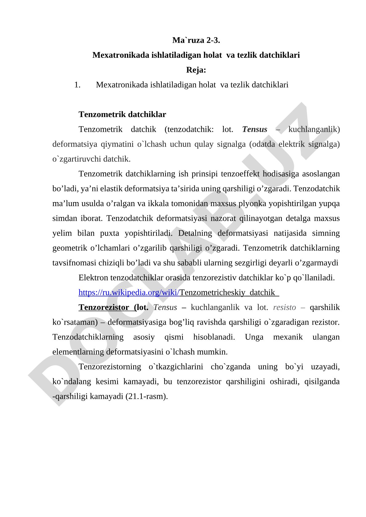 Mexatronikada ishlatiladigan holat va tezlik datchiklari