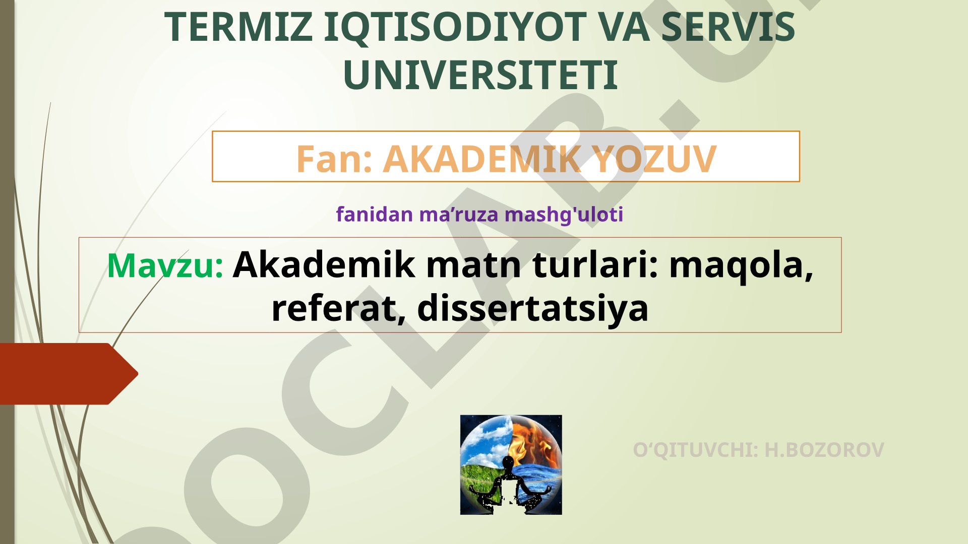 Akademik matn turlari: maqola, referat, dissertatsiya