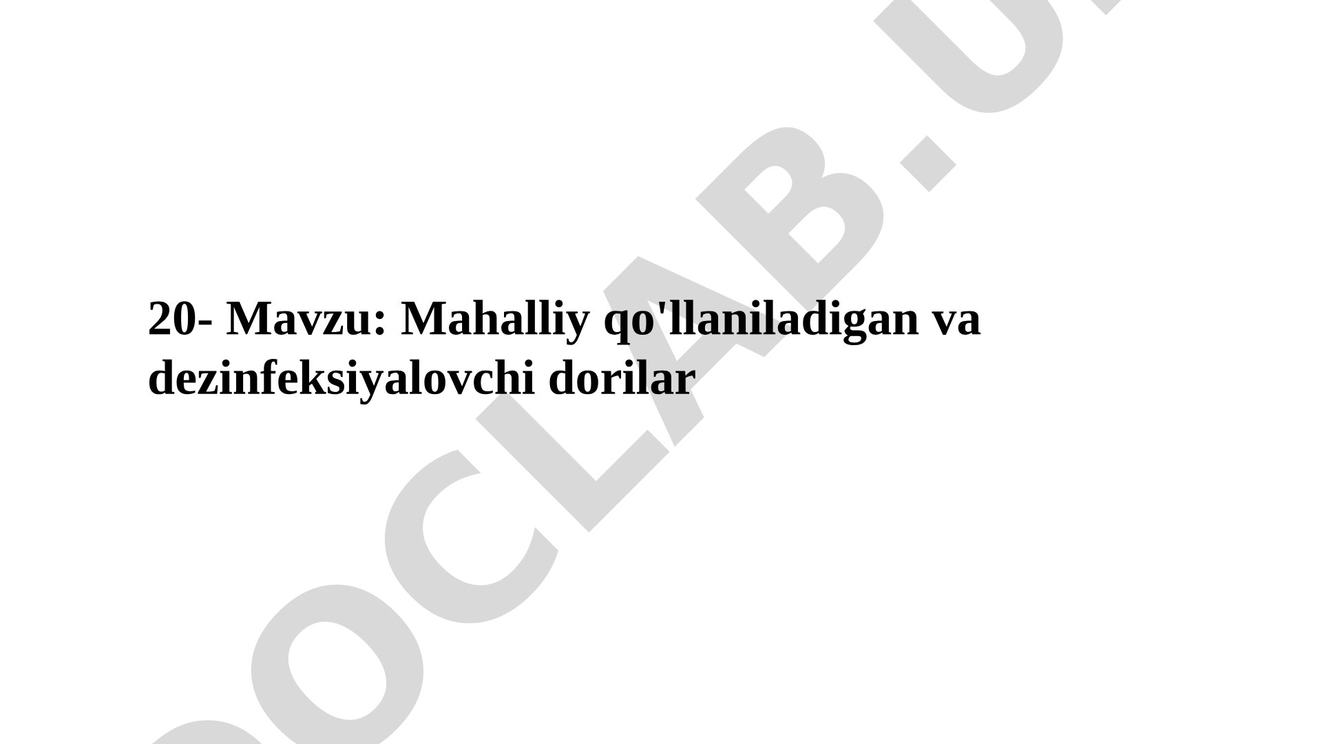 Mahalliy qo'llaniladigan va dezinfeksiyalovchi dorilar