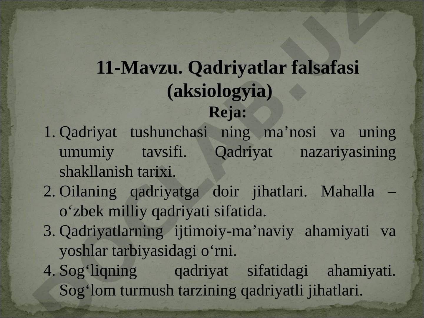 Qadriyatlar falsafasi (aksiologiya)