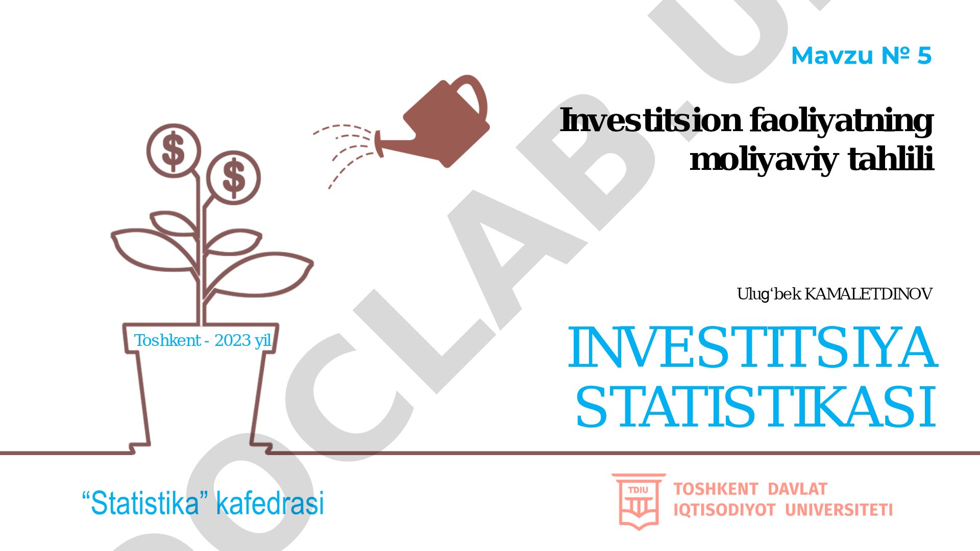 Investitsion faoliyatning moliyaviy tahlili