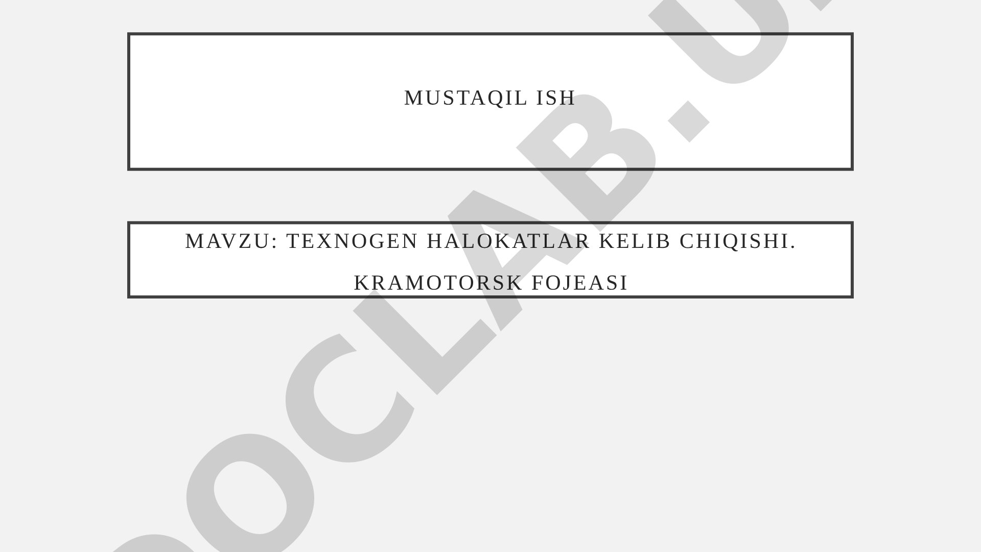 texnogen halokatlar kelib chiqishi. Kramotorsk fojeasi