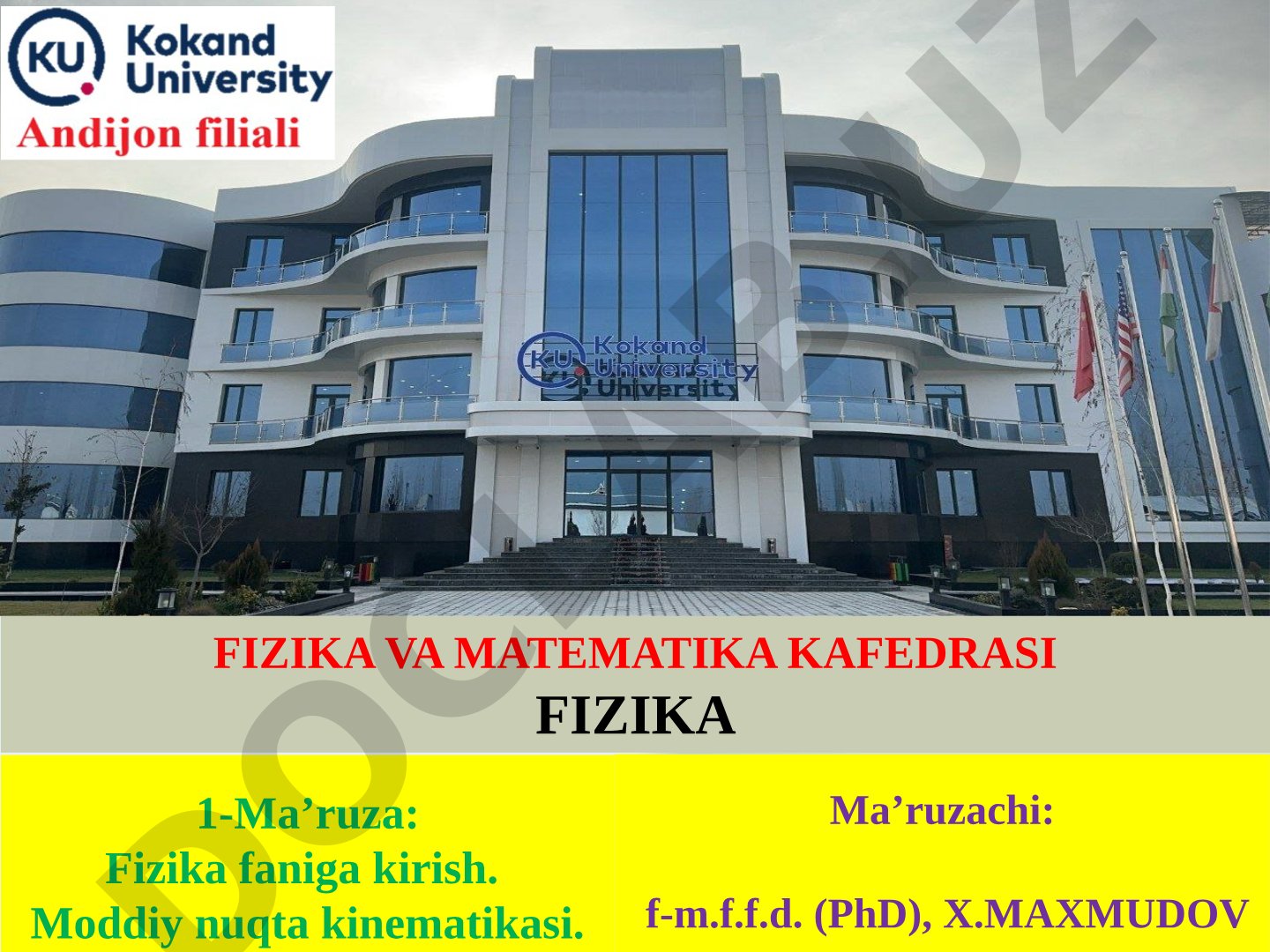Fizika faniga kirish. Moddiy nuqta kinematikasi.