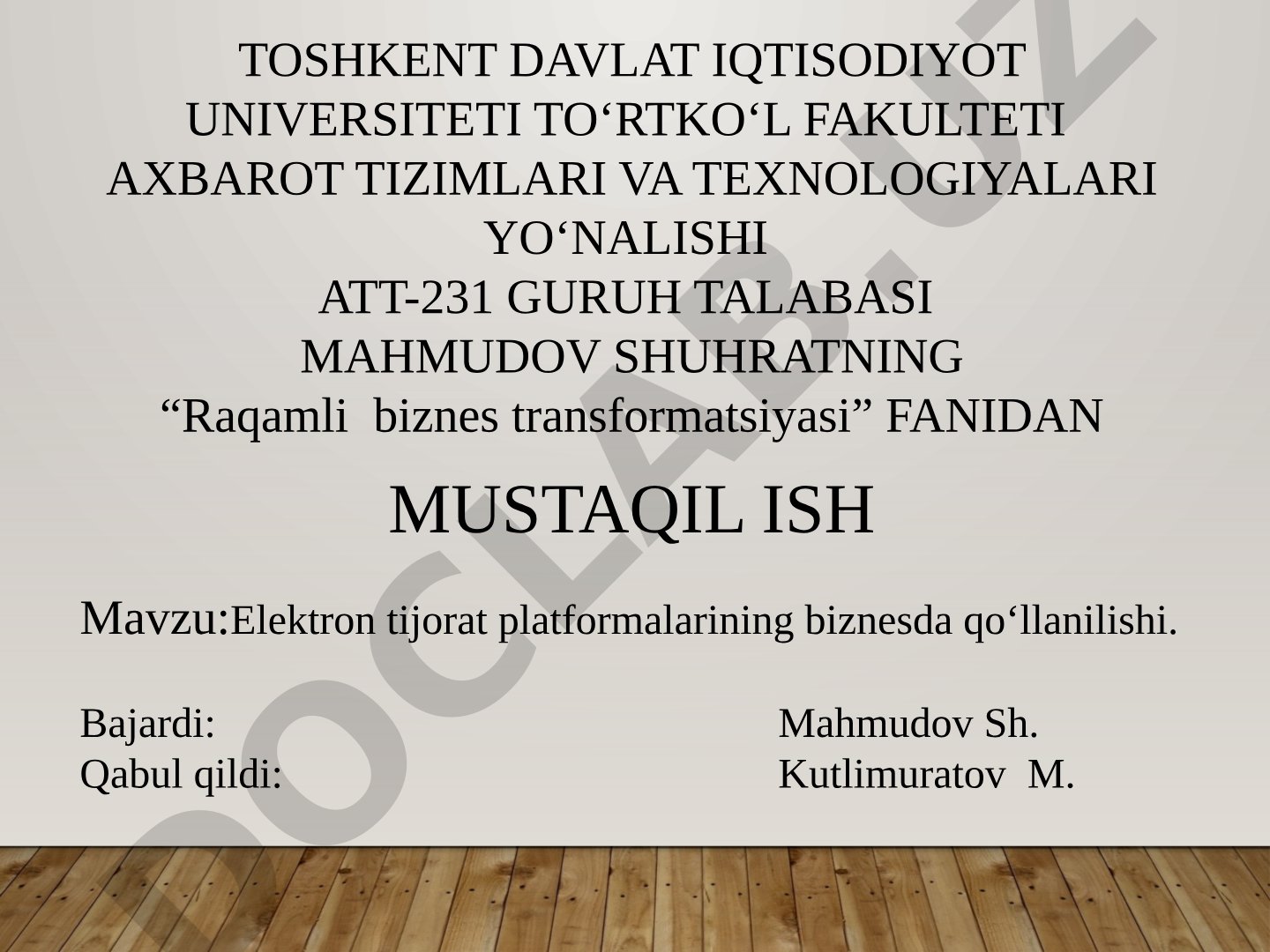 Elektron tijorat platformalarining biznesda qo‘llanilishi