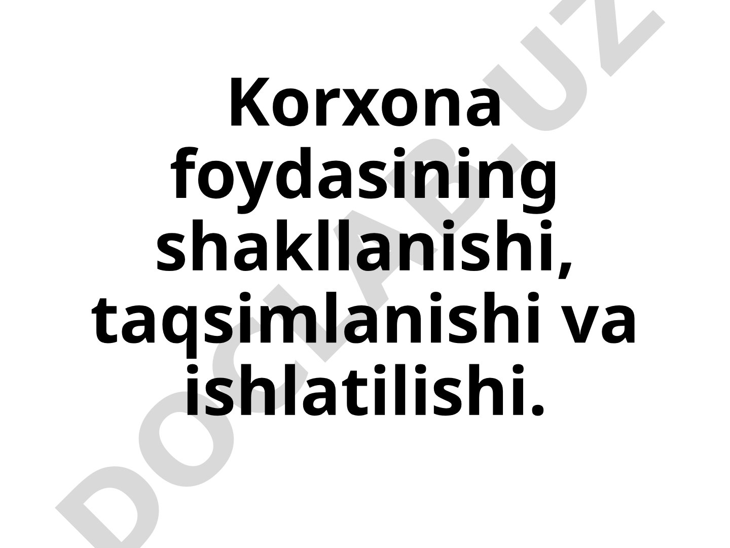 Korxona foydasining shakllanishi, taqsimlanishi va ishlatilishi