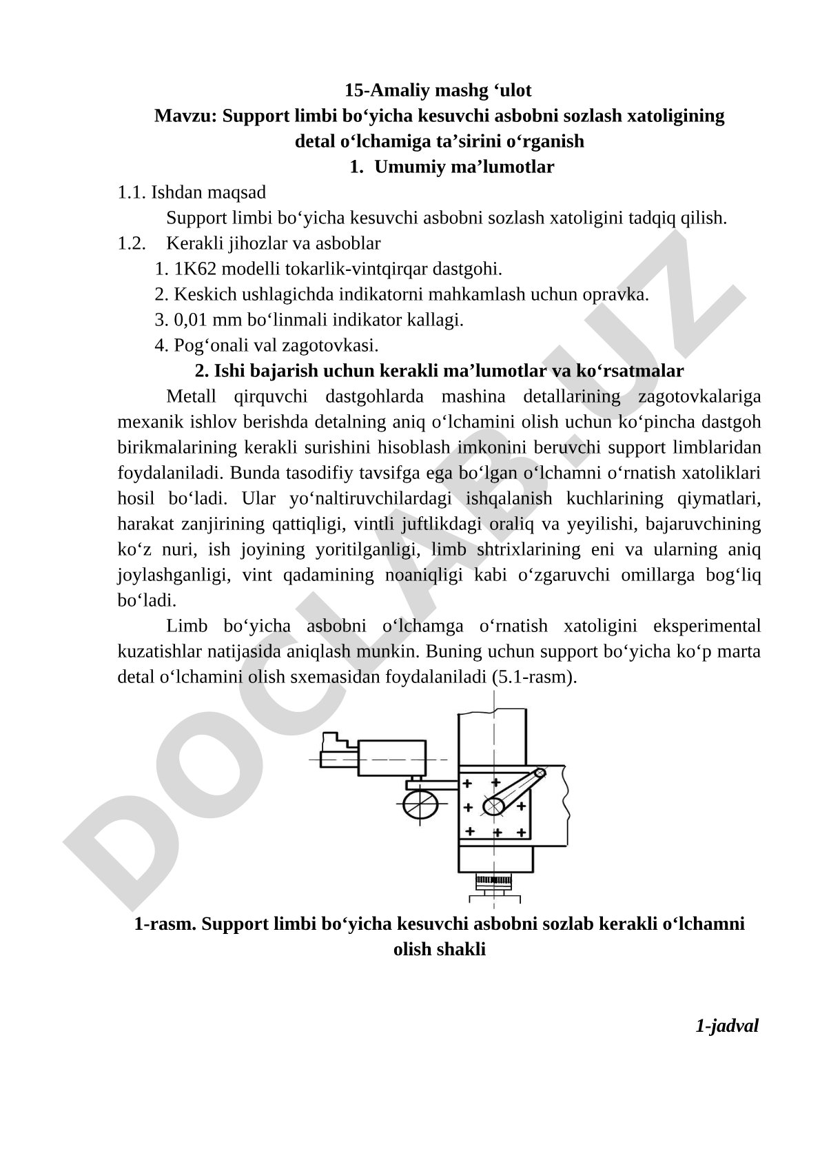 Support limbi bo‘yicha kesuvchi asbobni sozlash xatoligining detal o‘lchamiga ta’sirini o‘rganish Um