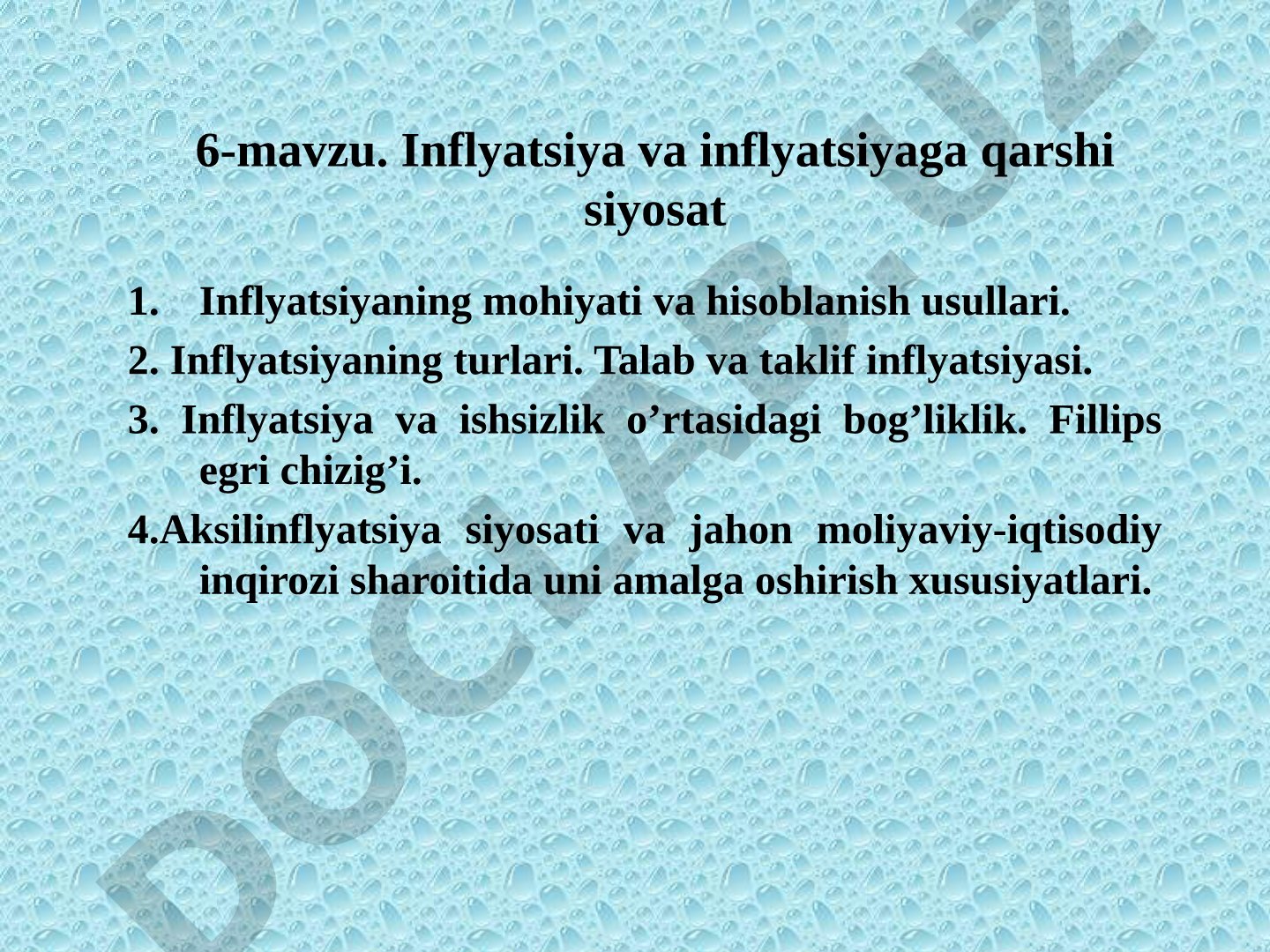 Inflyatsiya va inflyatsiyaga qarshi siyosat