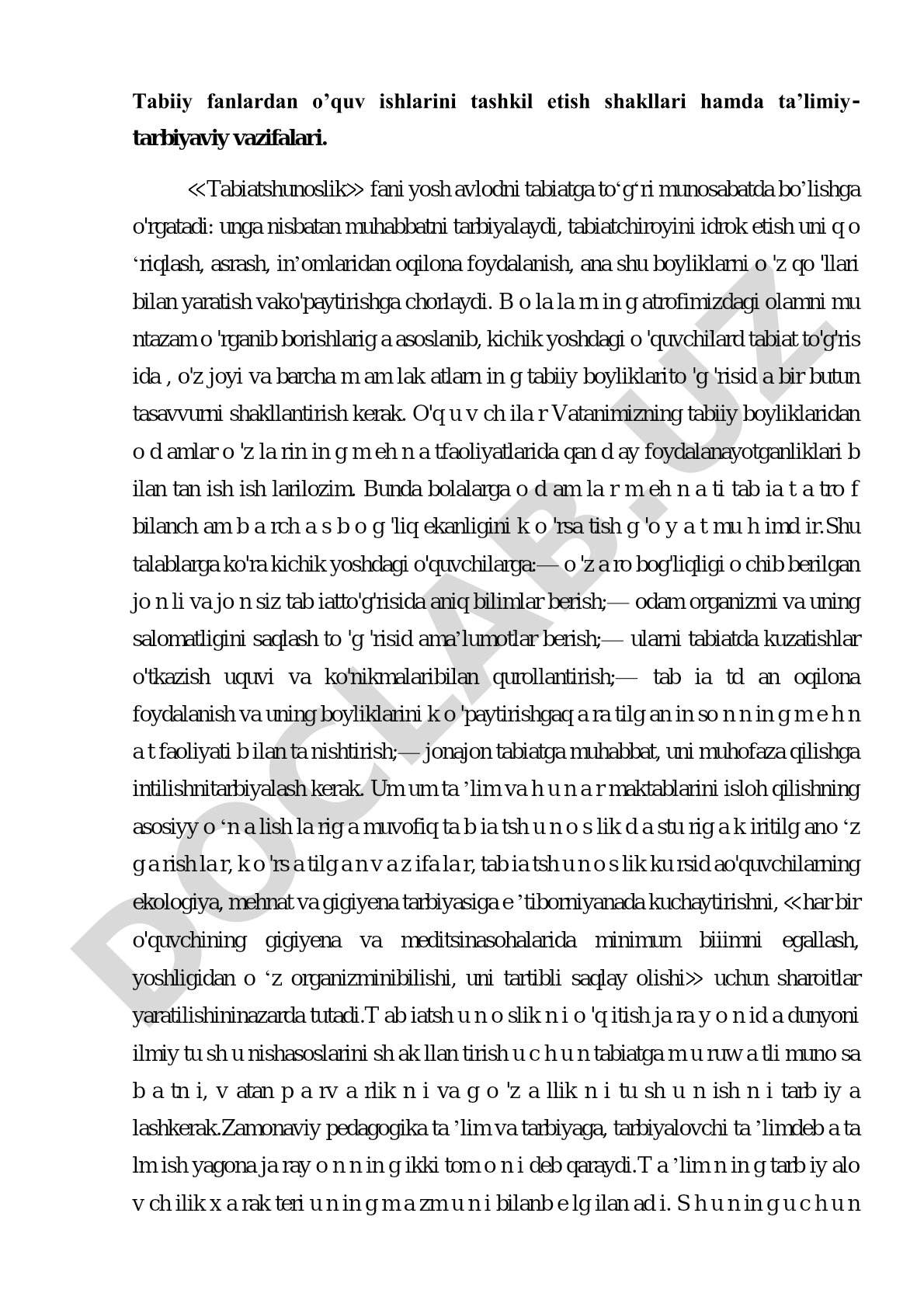 Tabiiy fanlardan o’quv ishlarini tashkil etish shakllari hamda ta’limiy-tarbiyaviy vazifalari