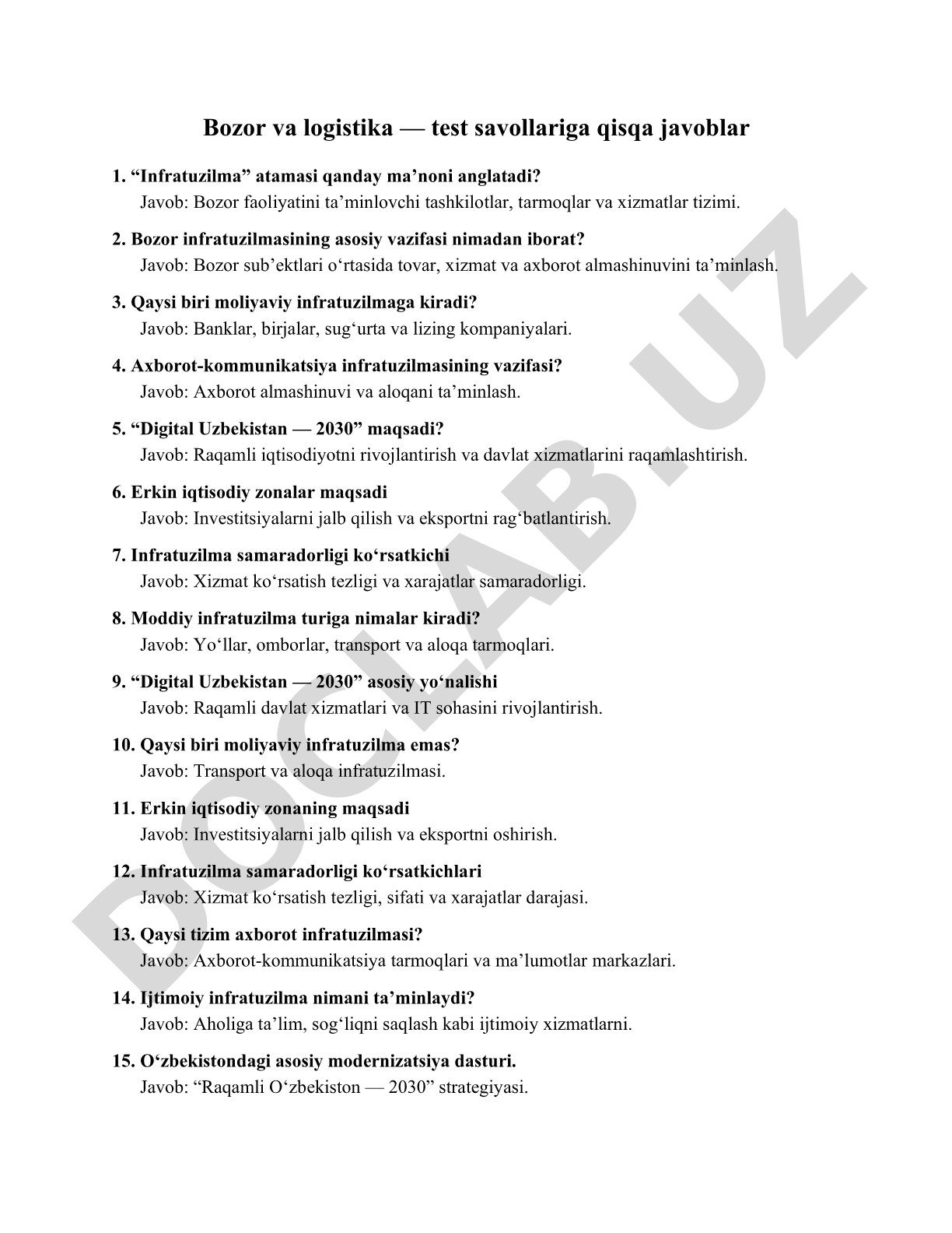 Bozor va logistika