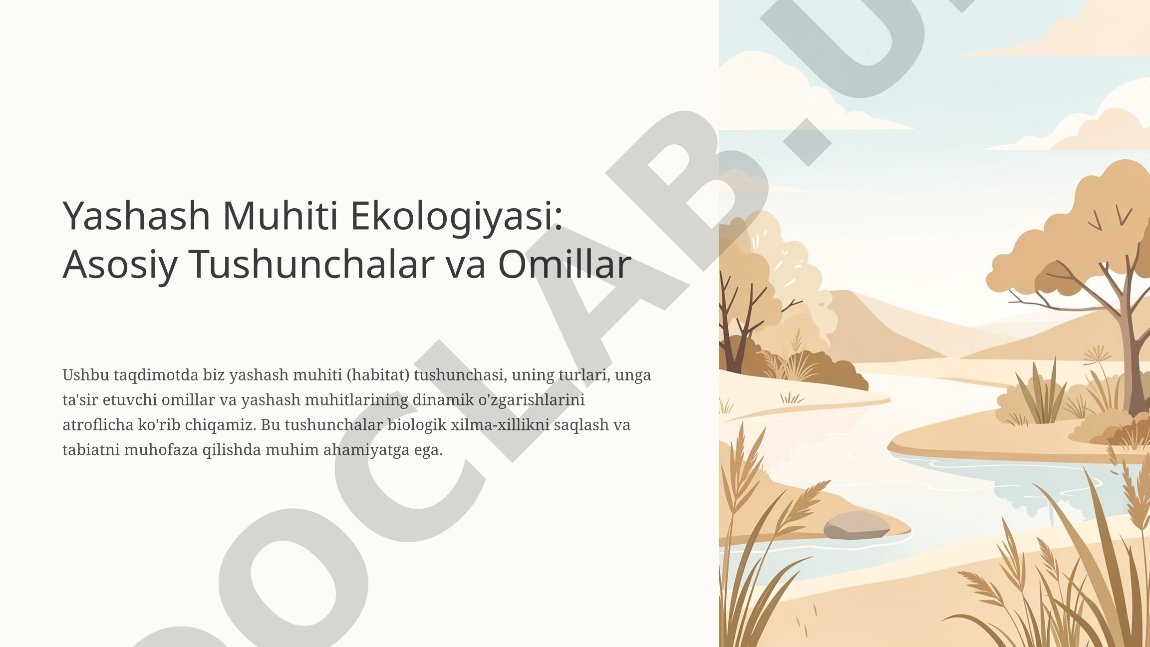 Yashash Muhiti Ekologiyasi: Asosiy Tushunchalar va Omillar