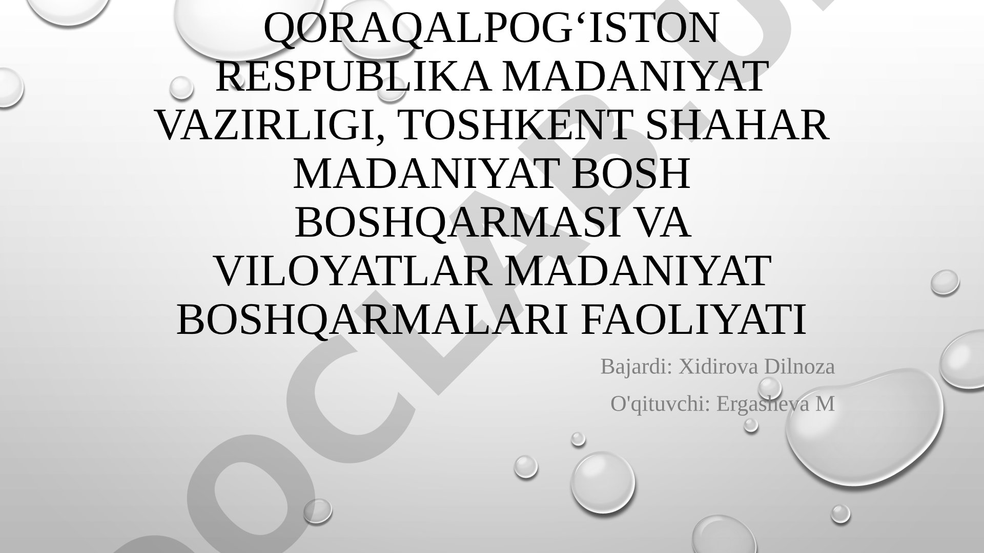 Qoraqalpogʻiston Respublika madaniyat vazirligi, Toshkent shahar madaniyat bosh boshqarmasi va viloyatlar madaniyat boshqarmalari faoliyati
