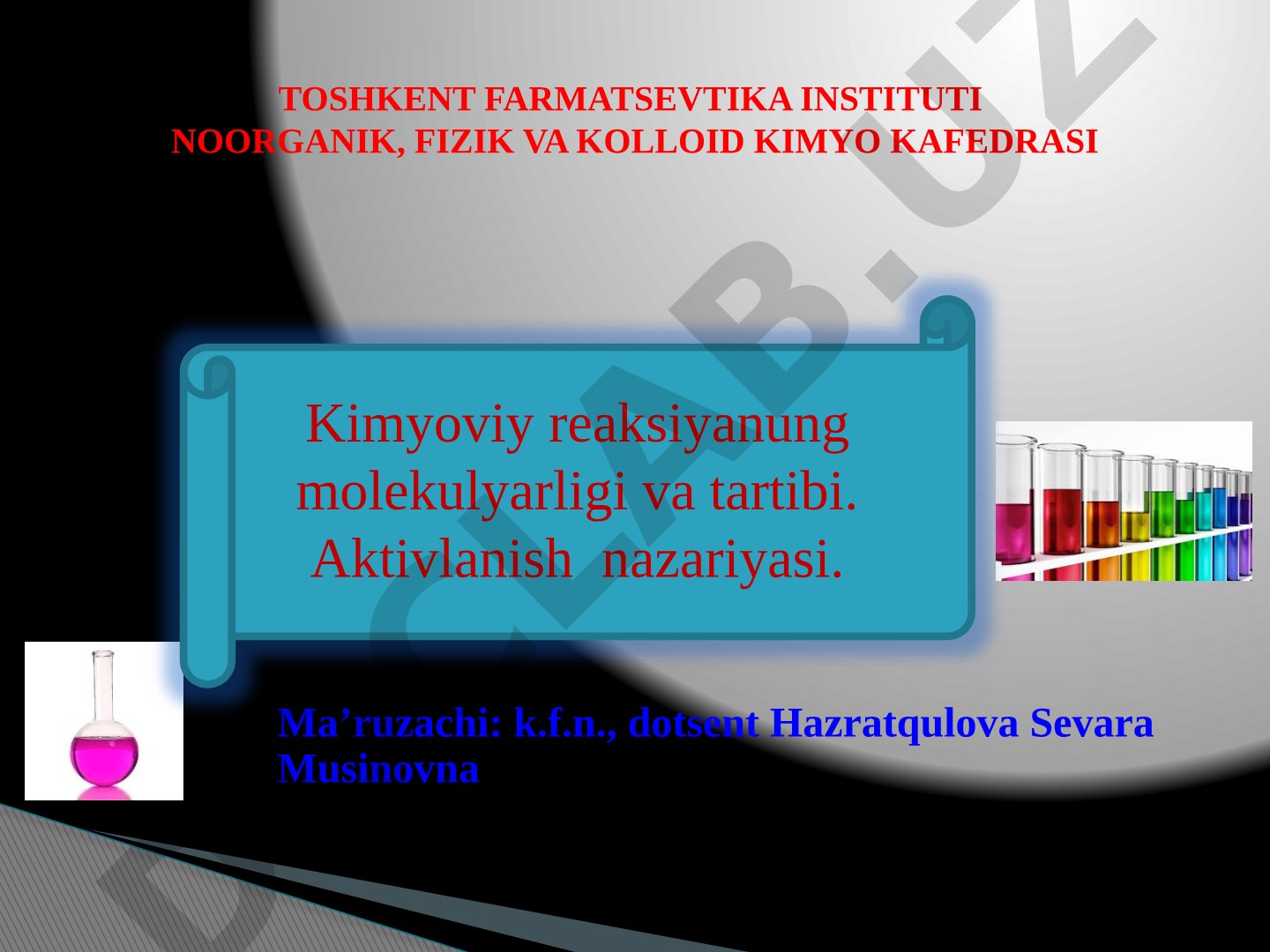 Kimyoviy reaksiyaning molekulyarligi va tartibi. Aktivlanish nazariyasi