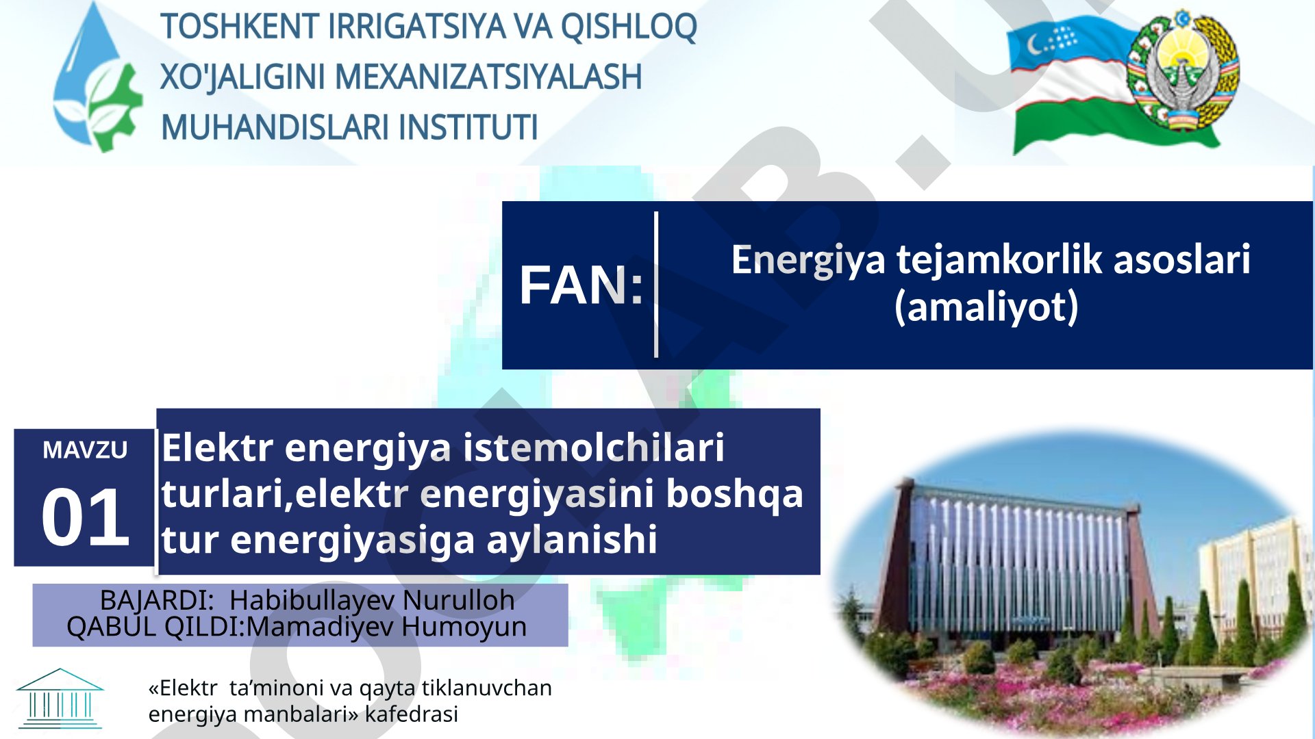 01 Energiya tejamkorlik asoslari (amaliyot)