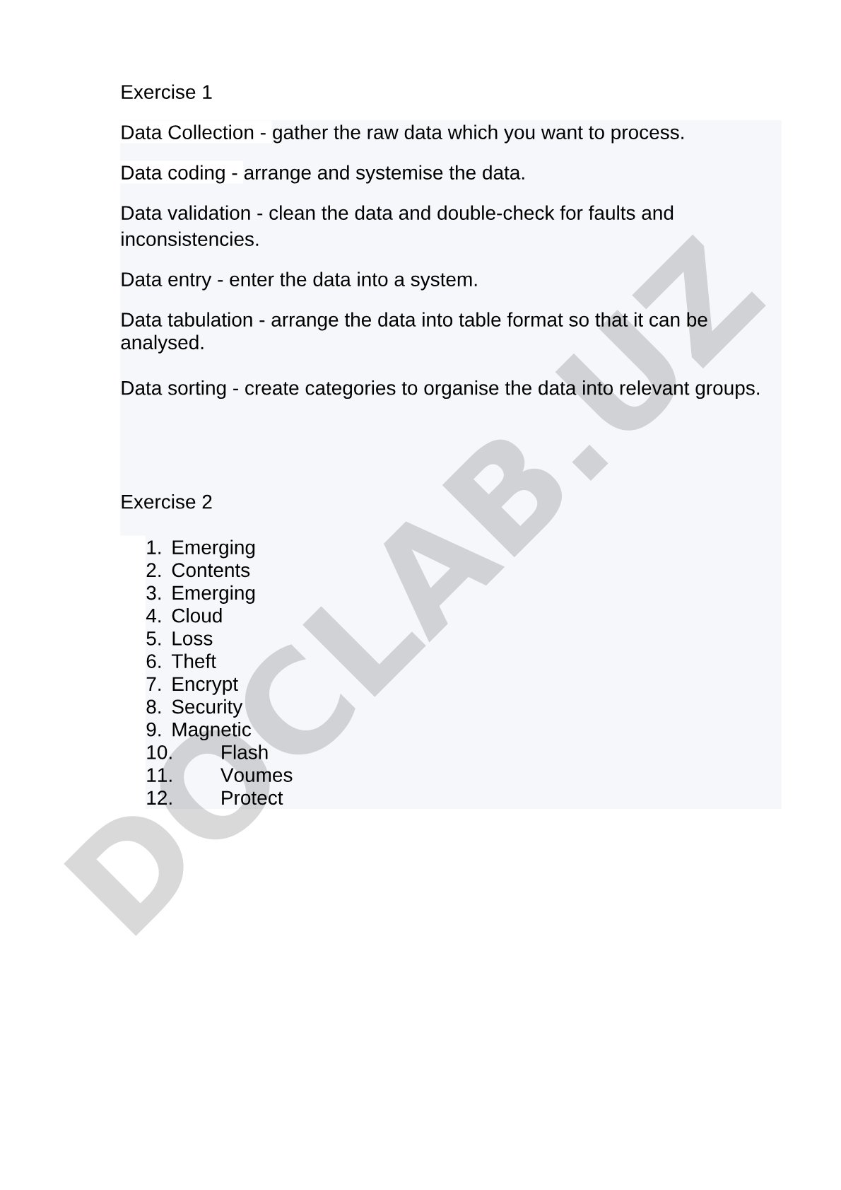 Data Processing and Security Exercise