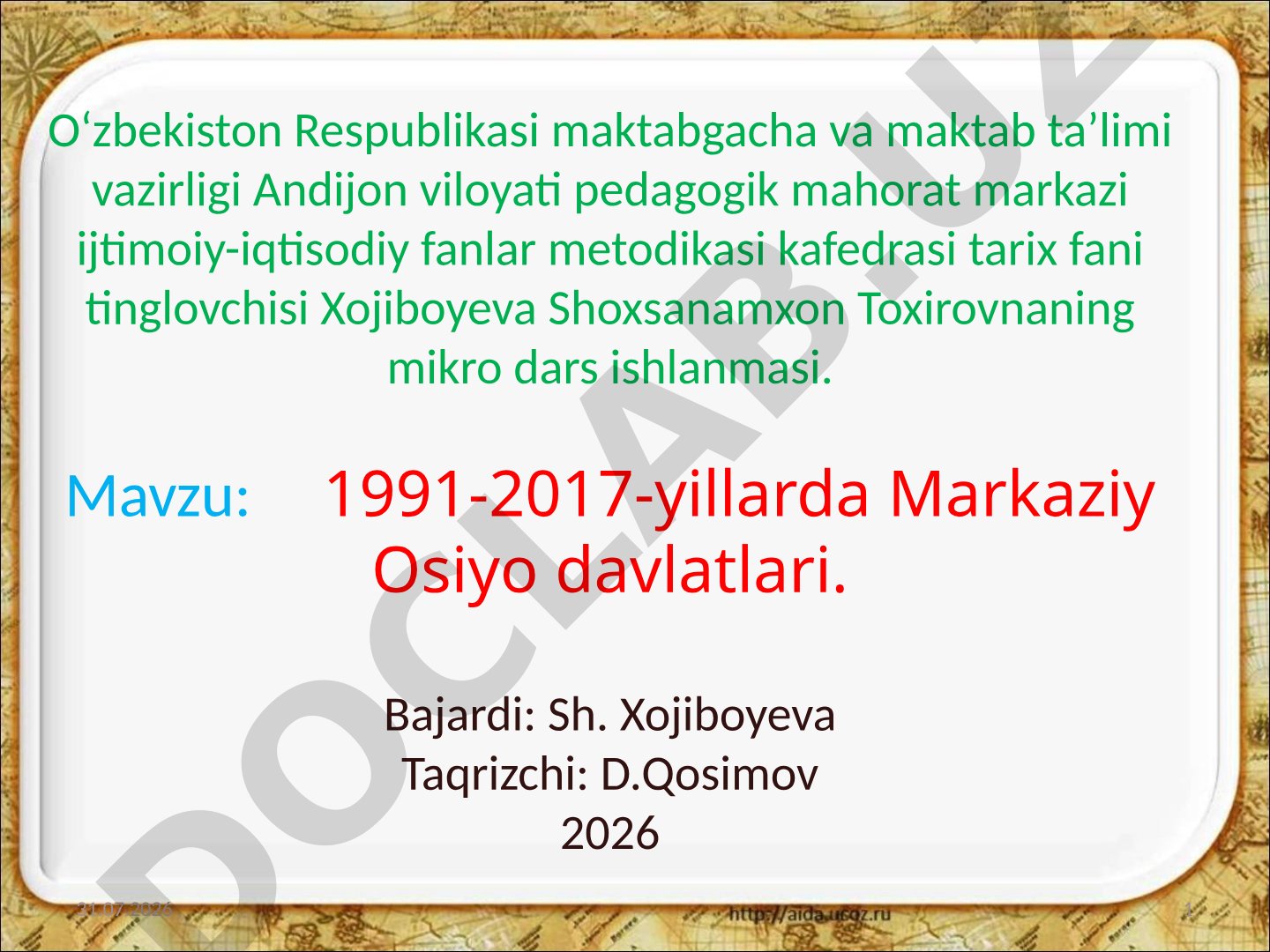 1991-2017-yillarda Markaziy Osiyo davlatlari