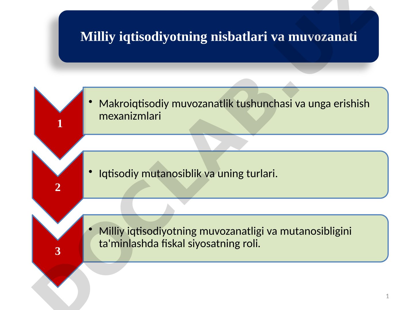 Milliy iqtisodiyotning nisbatlari va muvozanati